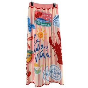 Nice to Meet You  Sz XL  La Dolce Vita Lobster Stripe Lounge Pants Pink Wide Leg